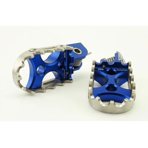 Couple of standard footpegs for driver | blue body and silver insert | SAM Racing Parts