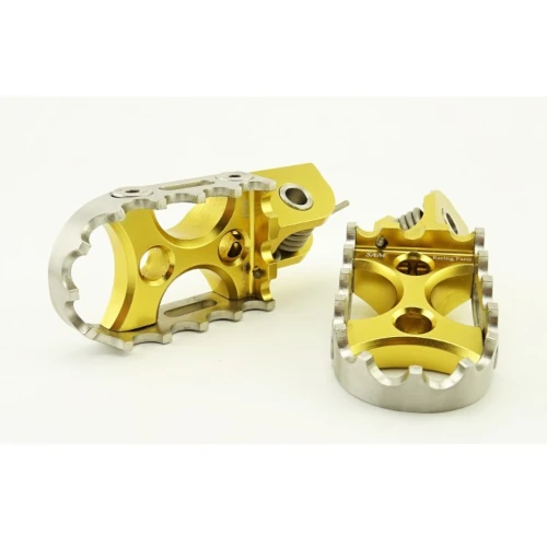 Couple of standard footpegs for driver | gold body and silver inserts | SAM Racing Parts