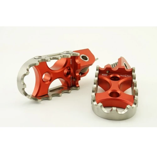 Couple of standard footpegs for driver | orange body and silver inserts | SAM Racing Parts