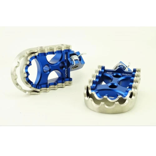 Couple of rally footpegs for driver | blue body and blue silver inserts | SAM Racing Parts