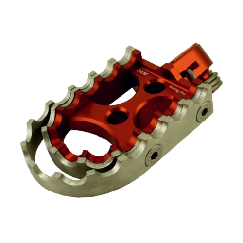 Coppia pedane rally per pilota | corpo arancio ed inserti arancio argento | SAM Racing Parts