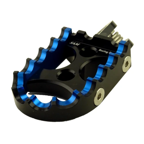 Couple of standard footpegs for driver | black body and blue black inserts | SAM Racing Parts