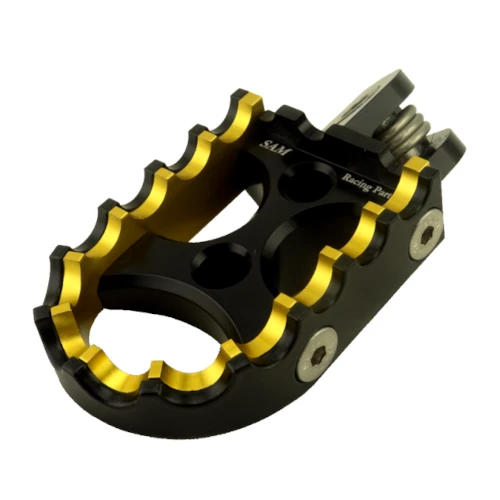 Couple of standard footpegs for driver | black body and gold black inserts | SAM Racing Parts