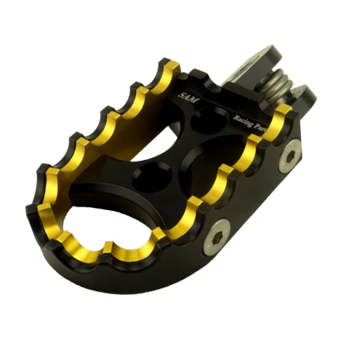 Couple of standard footpegs for driver | black body and gold black inserts | SAM Racing Parts