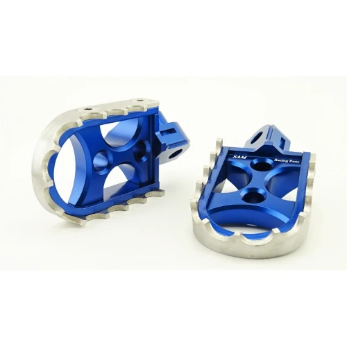 Couple of standard footpegs for driver | blue body and silver insert | SAM Racing Parts