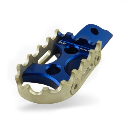 Couple of footpegs for passenger | blue body and silver insert | SAM Racing Parts