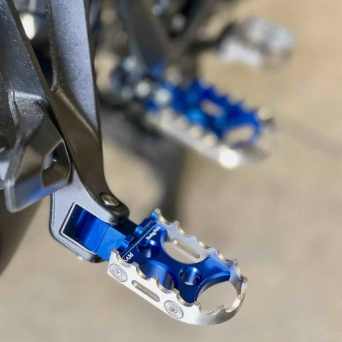 Couple of footpegs for passenger | blue body and silver insert | SAM Racing Parts