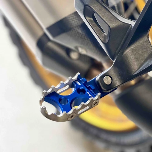 Couple of footpegs for passenger | blue body and silver insert | SAM Racing Parts