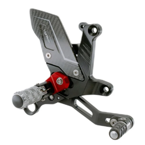 Couple of black R version adjustable rearsets with double gear | Lightech