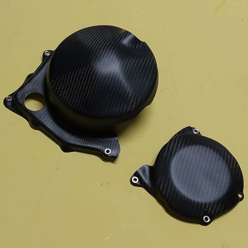 Kit of engine case guards | glossy twill carbon