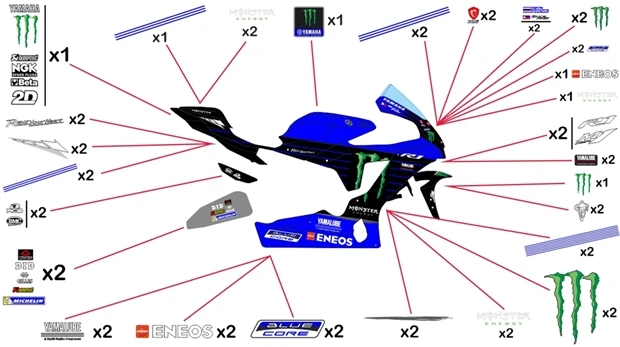 Kit adesivi Yamaha R125 NERO (Opaco) | VARI COLORI DISPONIBILI