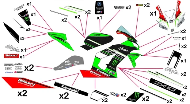 Kit adesivi Race replica Kawasaki SBK 2014 Street Version ZX10R